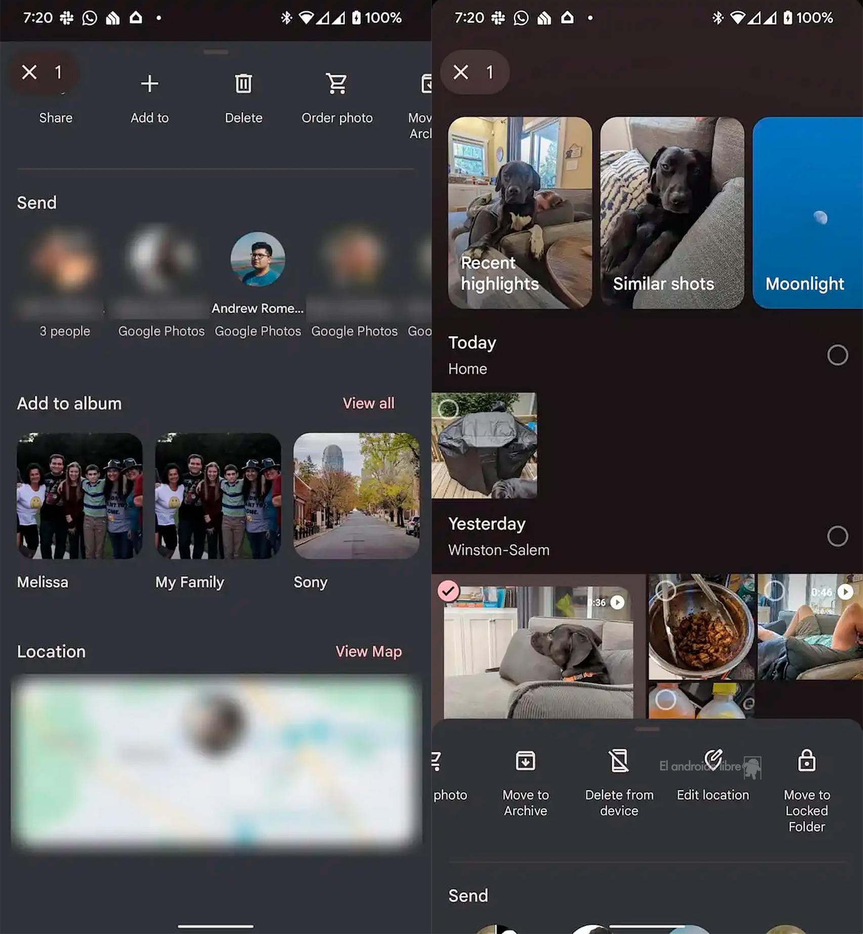 La interfaz de Google Fotos
