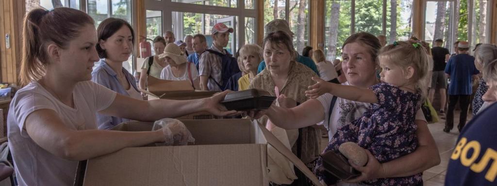 Desplazados en Irpin.