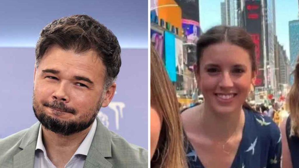 Rufián e Irene Montero en un fotomontaje.