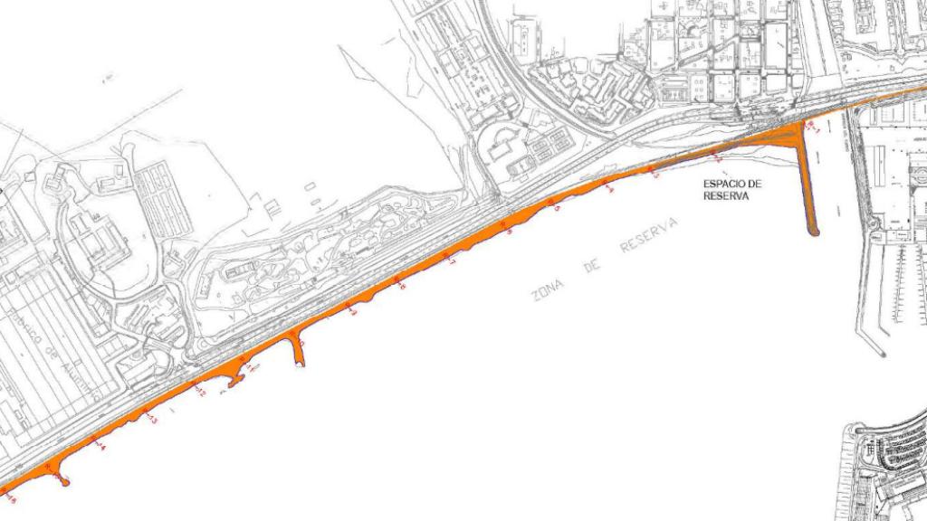 Plano de la zona de reserva del Puerto de Alicante.