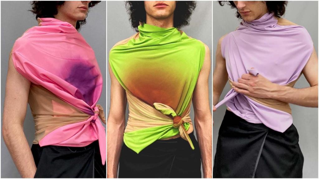 Modelo con top Liza extraído de la colección Primavera-Verano 2022 de Ernesto Naranjo.