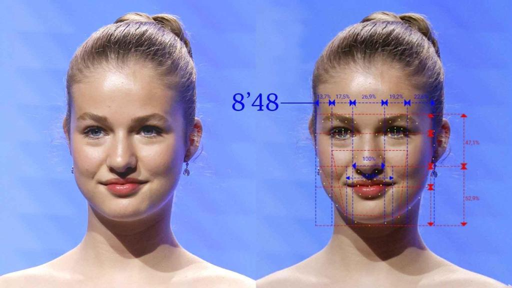 Leonor de Borbón muestra una armonía casi perfecta en su rostro, lo que indica belleza.