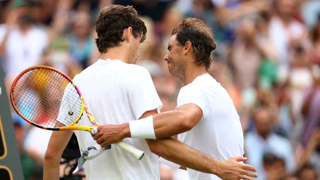 Taylor Fritz y Rafa Nadal, en Wimbledon