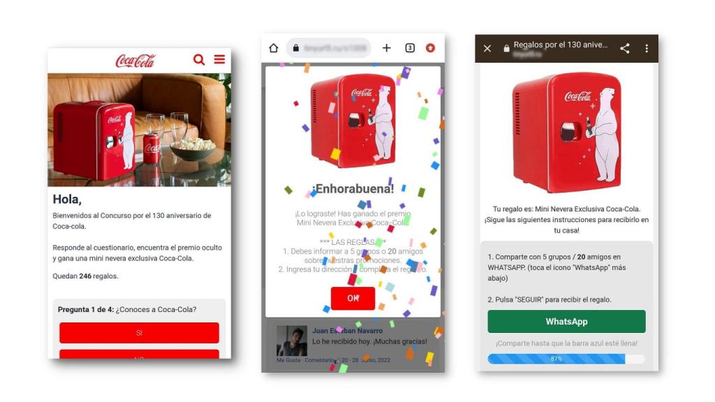 Phishing en nombre de Coca Cola