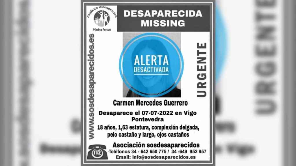 Alerta desactivada por la joven de Vigo.