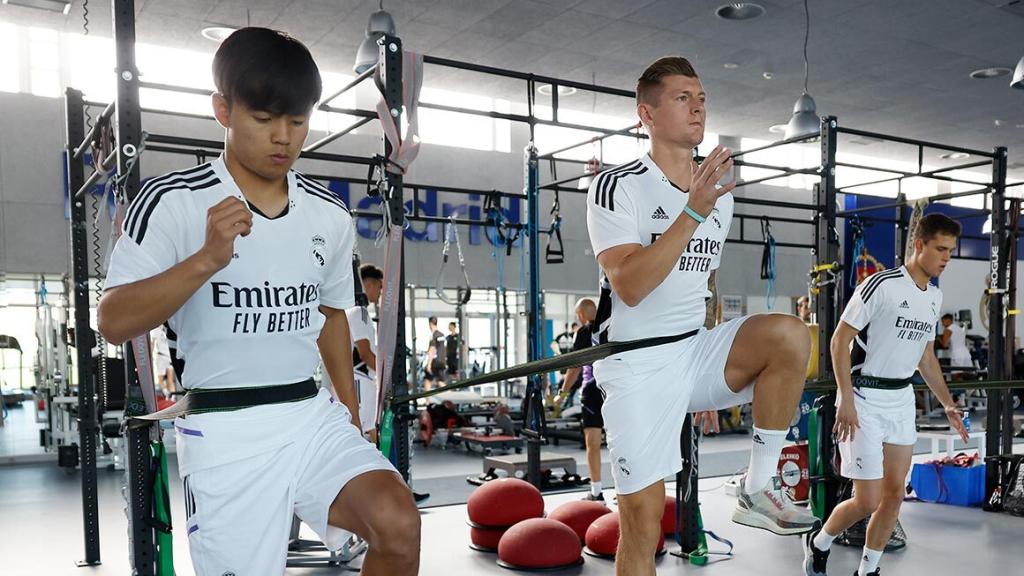 Take Kubo durante un entrenamiento de pretemporada del Real Madrid