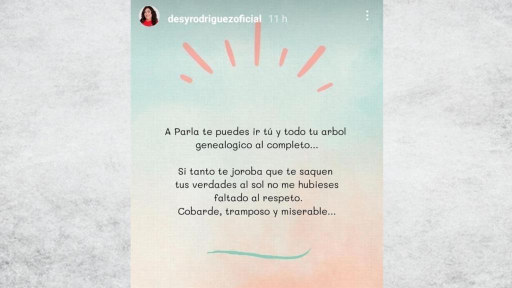 Desy Rodríguez en redes a Kiko Matamoros durante su entrevista en el ‘Deluxe’: “Cobarde, tramposo y miserable”