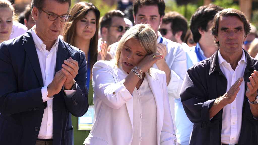 Marimar Blanco, junto a Alberto Núñez Feijóo y José María Aznar en el acto de recuerdo a Miguel Ángel Blanco
