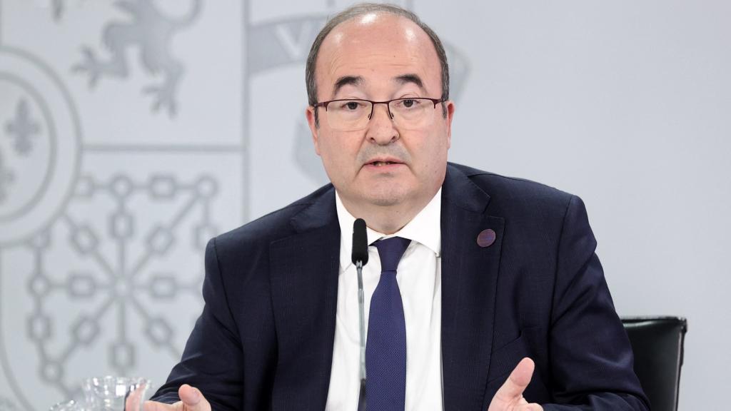 Miquel Iceta en la rueda de prensa posterior al Consejo de Ministros de este lunes. Foto: Eduardo Parra / Europa Press