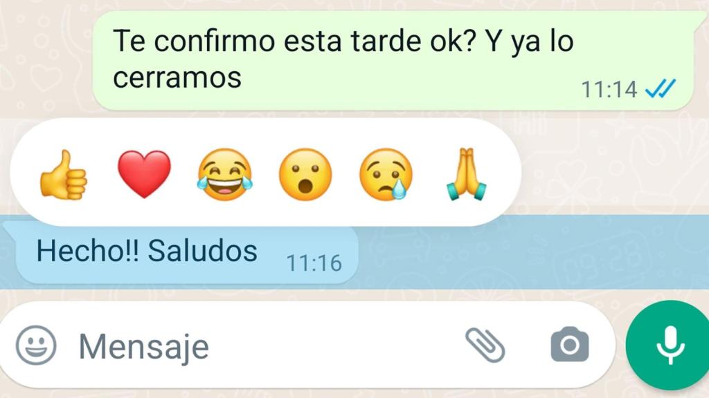 WhatsApp y las actuales 6 reacciones