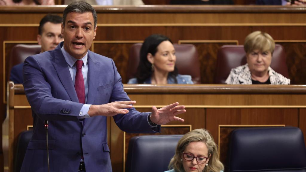 El presidente del Gobierno, Pedro Sánchez,  en el Congreso.