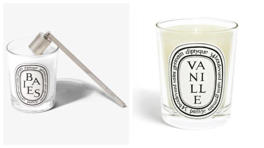 Vela con aroma a vainilla y apaga velas de Dyptique.