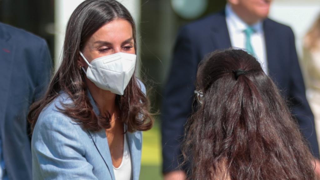 La reina Letizia este martes por la mañana en un acto en Madrid.