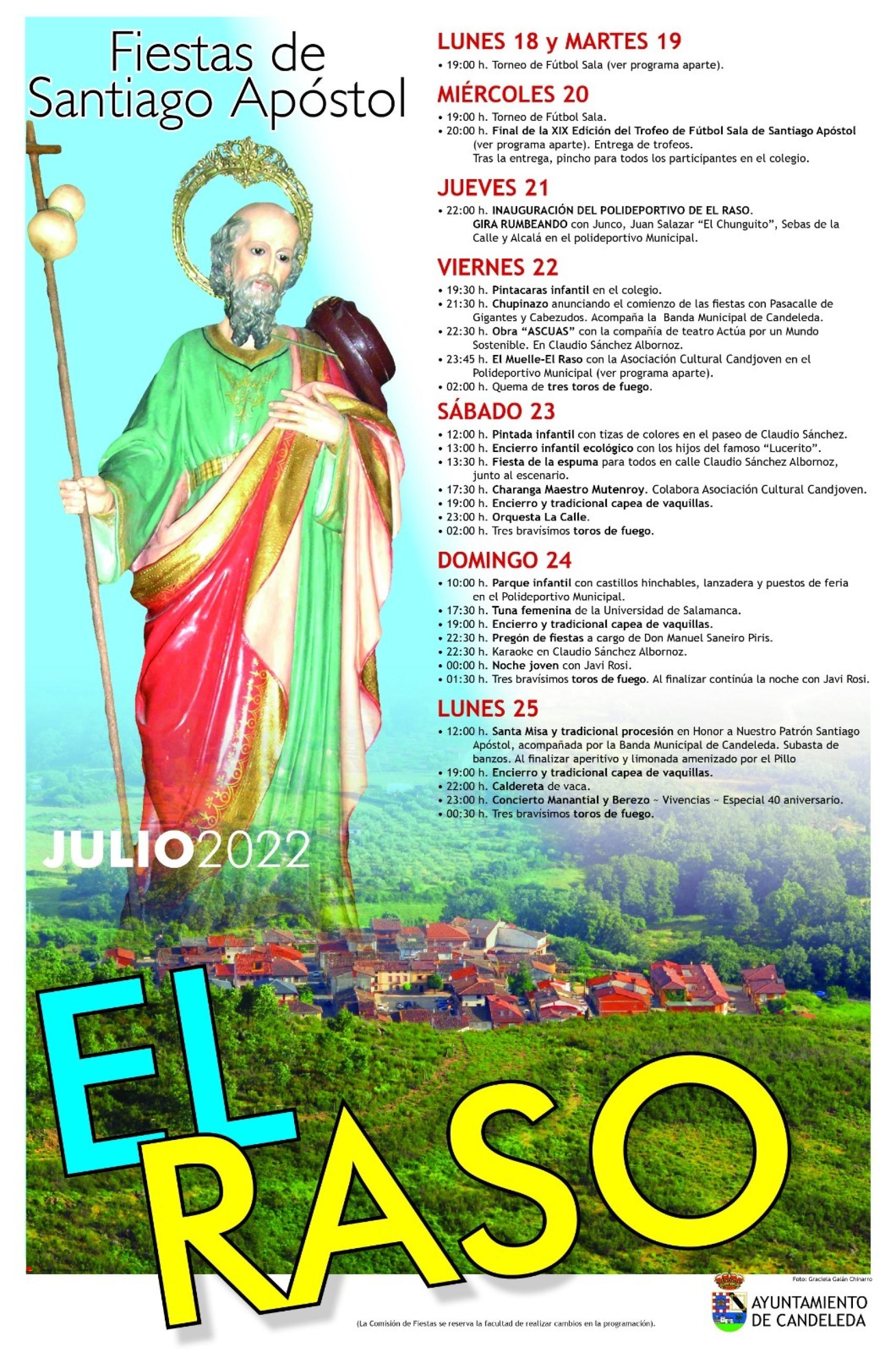 Cartel de la programación de fiestas en El Raso