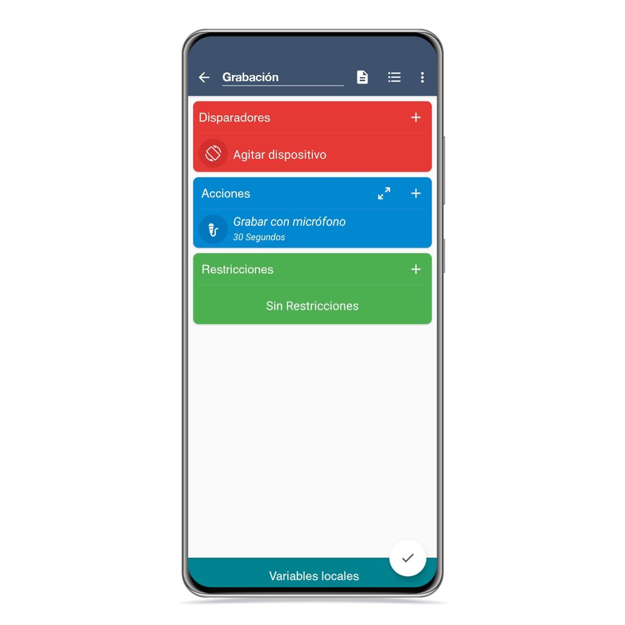 Grabar al agitar en Macrodroid