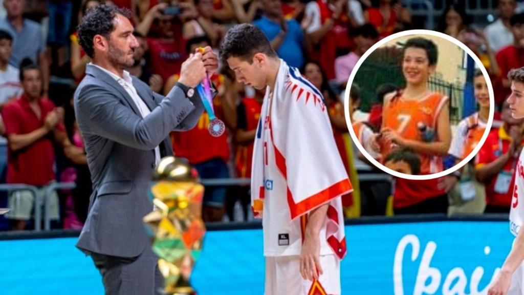 Álvaro Folgueiras recogiendo la plata envuelto en la bandera de El Palo.