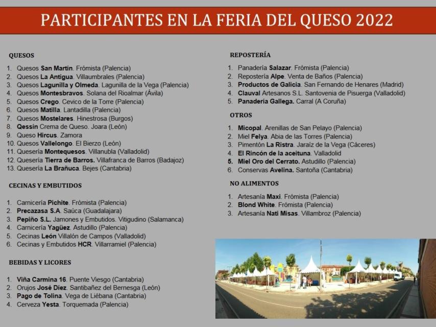 Programa de la Feria del Queso en Frómista