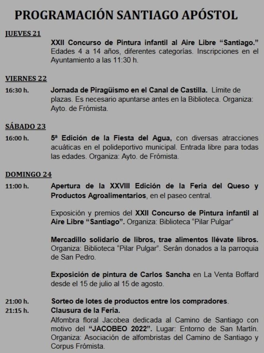 Programa completo de la Feria del Queso en Fromista 3