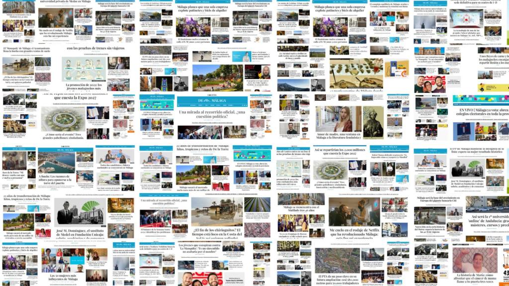 Collage de portadas del primer año de EL ESPAÑOL de Málaga.