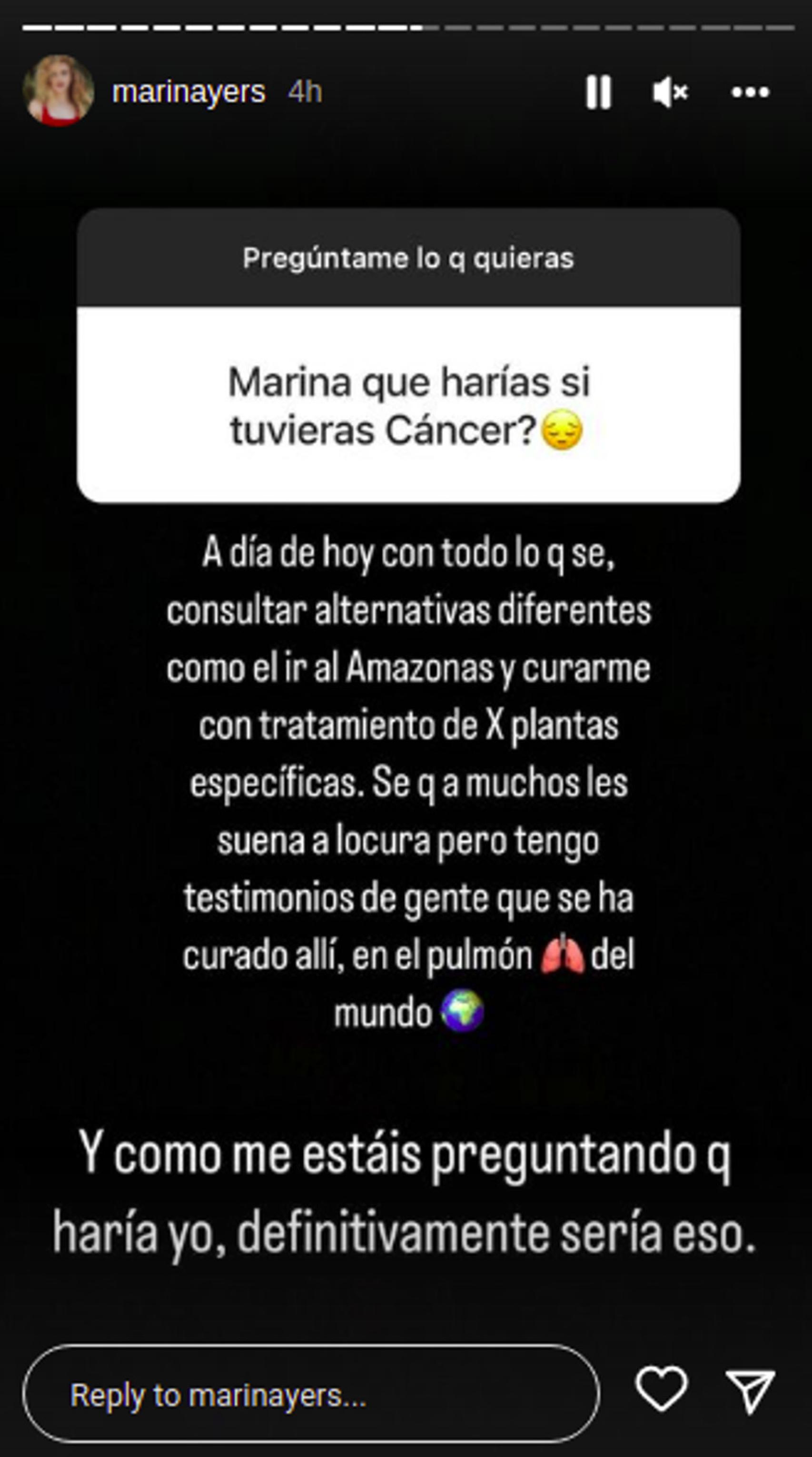 Captura de pantalla de las 'stories' de Instagram de Yers.