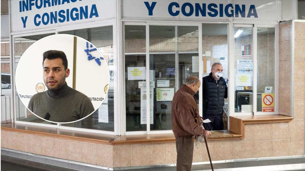 Imagen de la Consigna de la estación de Valladolid junto con Roberto Migallón, alcalde de Zaratán