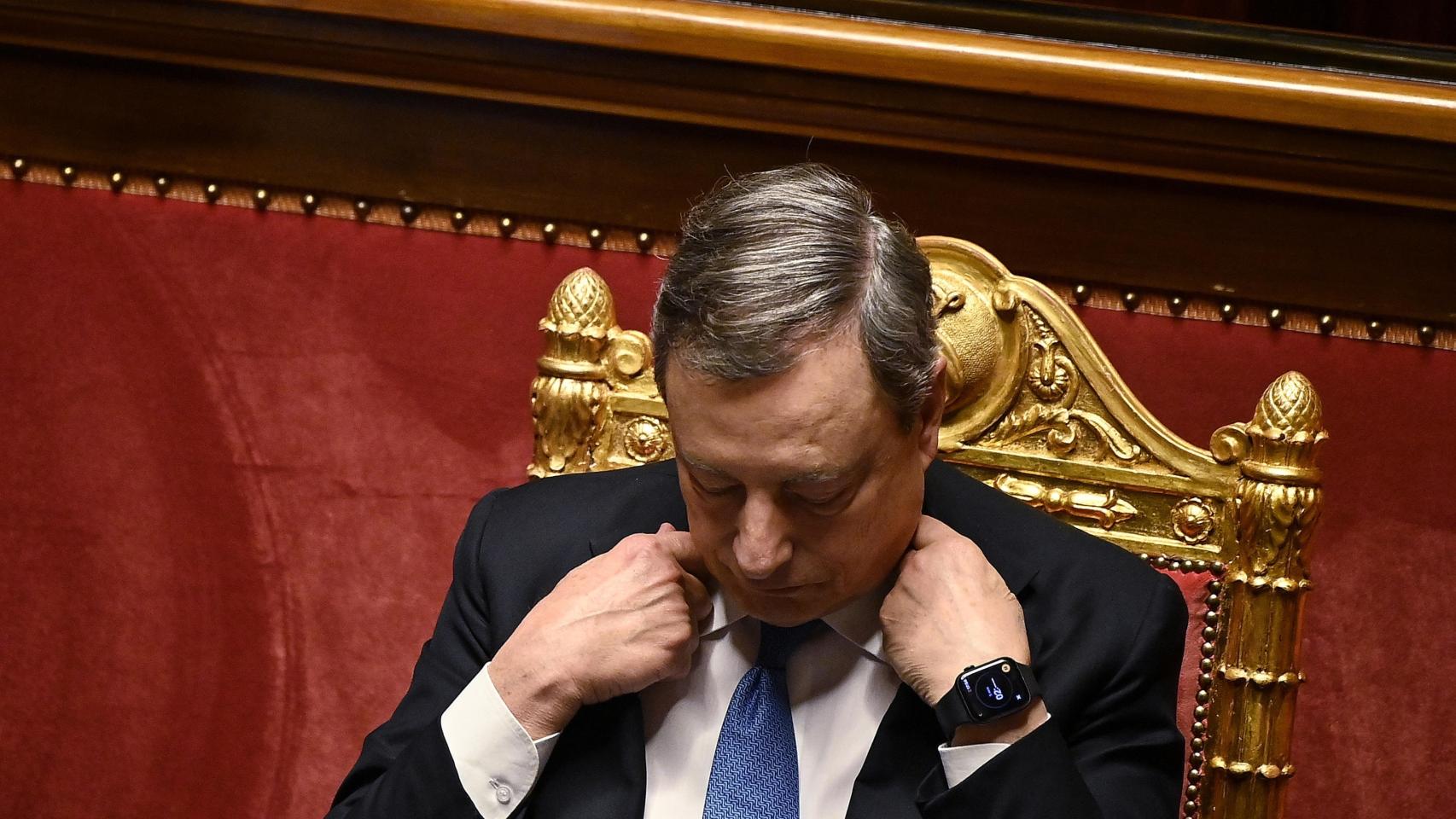 Mario Dragui, primer ministro de Italia, durante una sesión en el Senado transalpino.