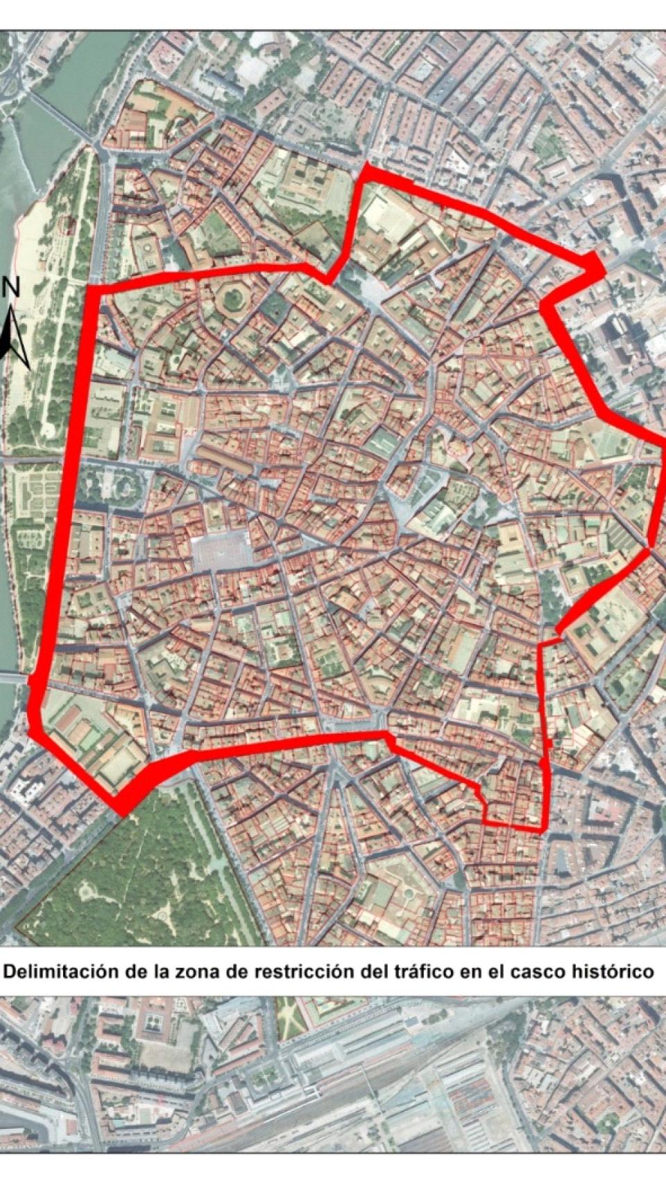 Delimitación del espacio cortado al tráfico