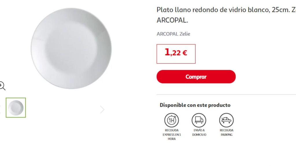Plato llano redondo de vidrio blanco, 25cm. Zelie ARCOPAL.