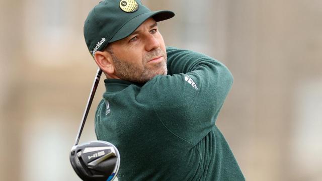 Sergio García tras ejecutar un golpe en el British Open.