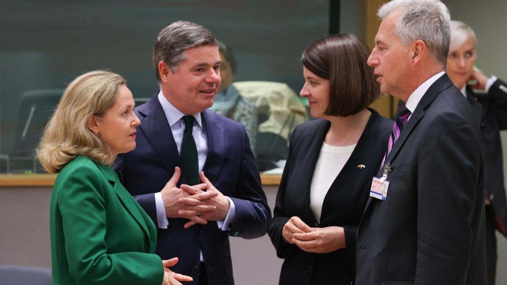 La vicepresidenta Nadia Calviño, durante el último Eurogrupo celebrado el pasado lunes en Bruselas