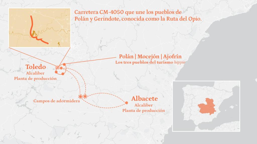 Mapa de la ruta del opio silvestre.