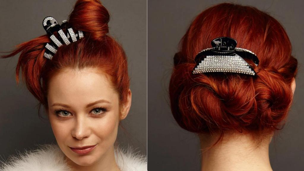 Dos modelos de pinza con cristales de QueenMeeAccessories, a la venta en Ebay.