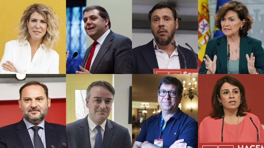 1. Verónica Fumanal. 2. Juan Manuel Serrano. 3. Óscar Puente. 4. Carmen Calvo. 5. José Luis Ábalos. 6. Iván Redondo. 7. Paco Salazar. 8. Adriana Lastra