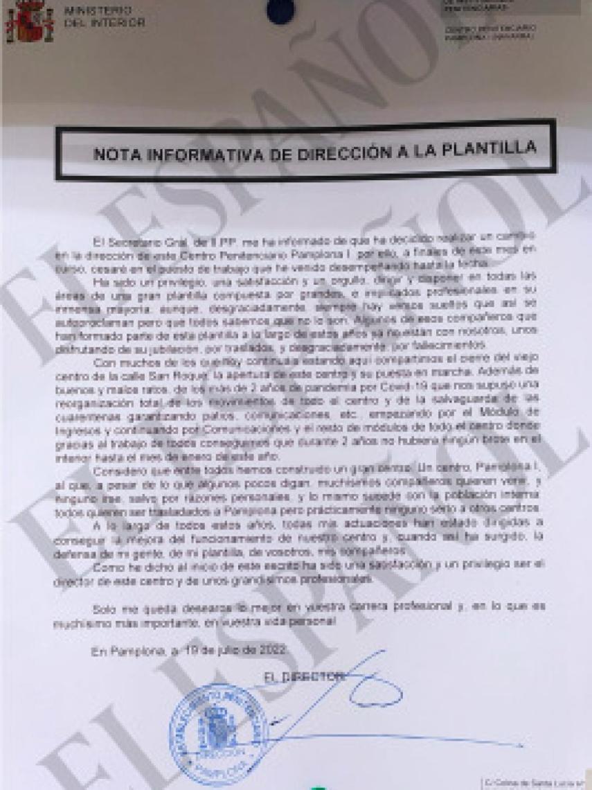 La despedida del director del centro Pamplona I.