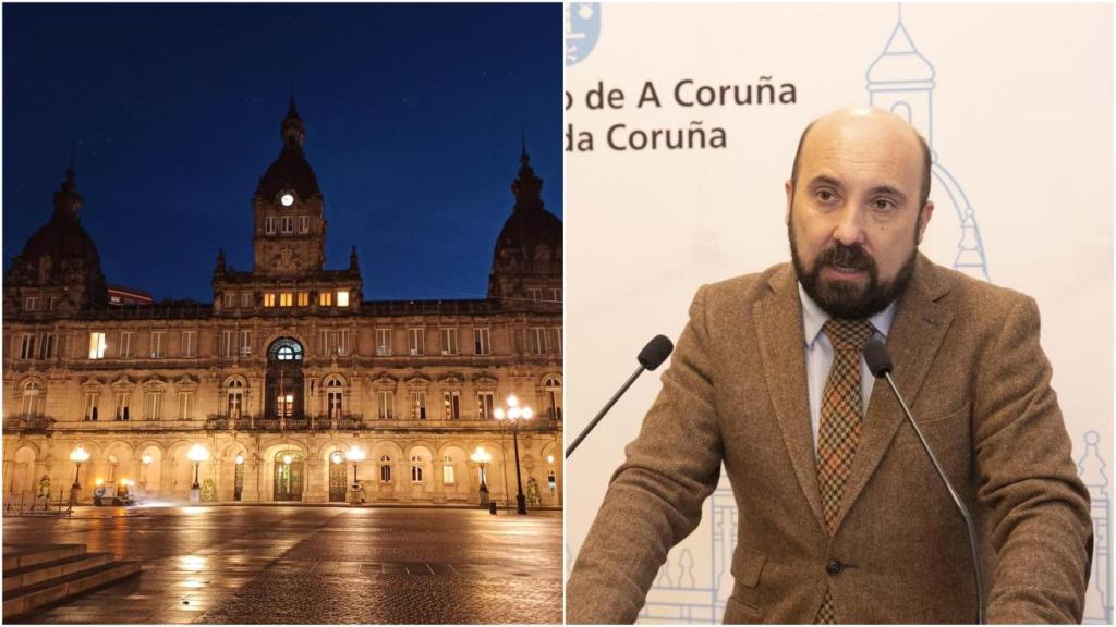 El palacio de María Pita y José Manuel Lage Tuñas, concejal que no renovó la comisión de servicios del jefe de mercados