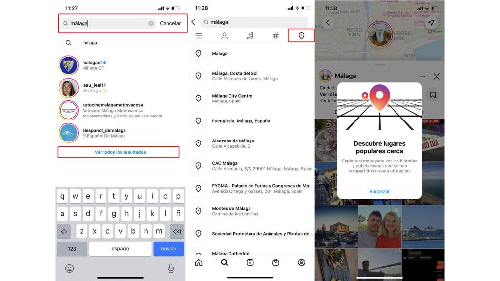 Función de mapa en Instagram