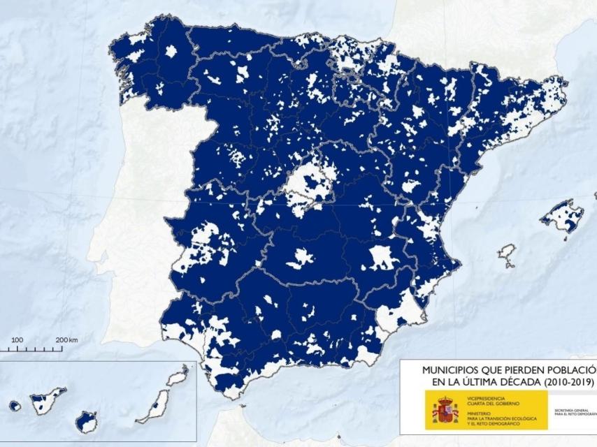 Municipios que pierden población en la última década