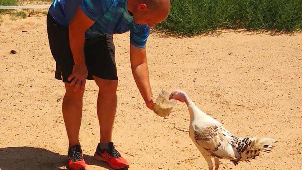 Joaquín, con la pava Rafaela.