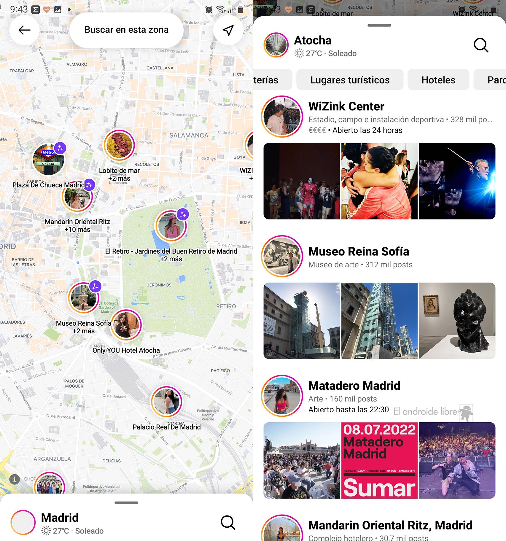 El mapa dinámico de Instagram