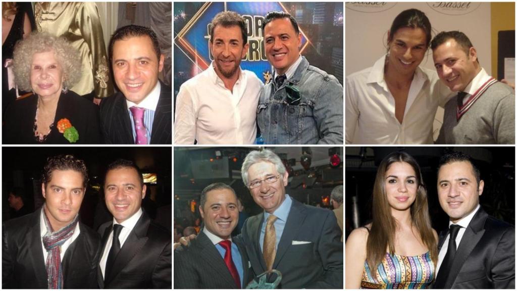 Nacho Jacob con la difunta duquesa de Alba, Pablo Motos, Julio Iglesias hijo, David Bisbal, Josema Yuste y Elena Furiase.