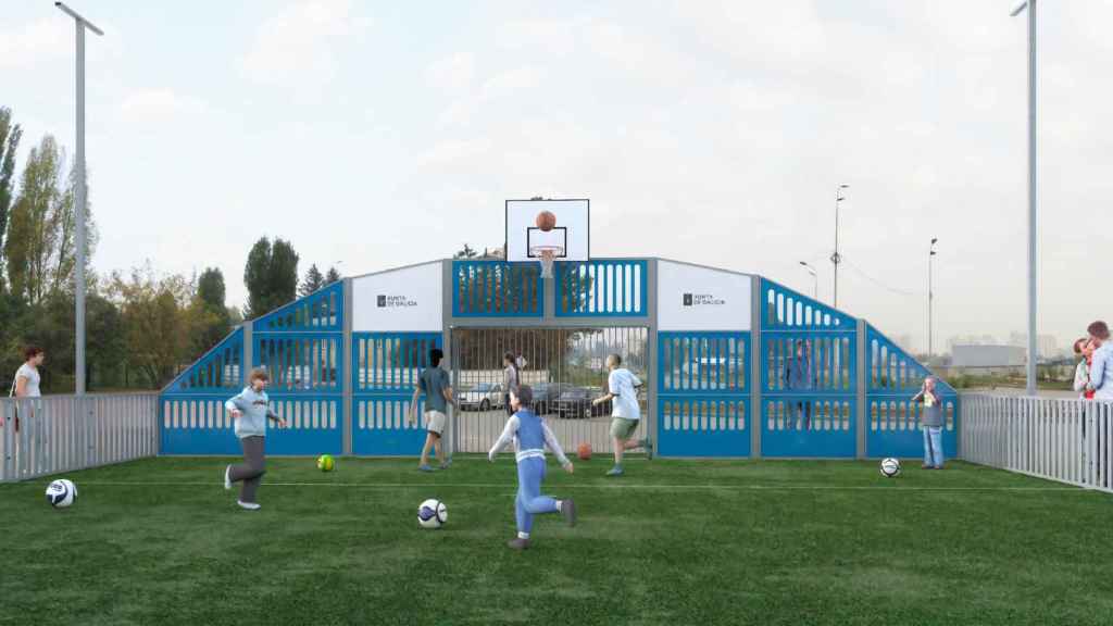 Infografía de una pista multideporte.