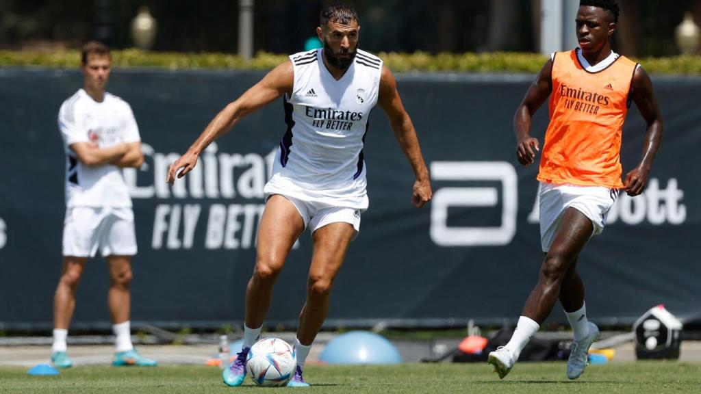 Karim Benzema durante un entrenamiento