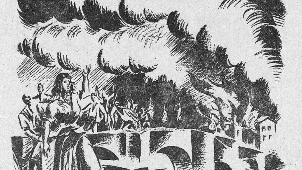 Dibujo de Dorotea Santos, más conocida como la 'Cascaja', a su paso por Puentecillas