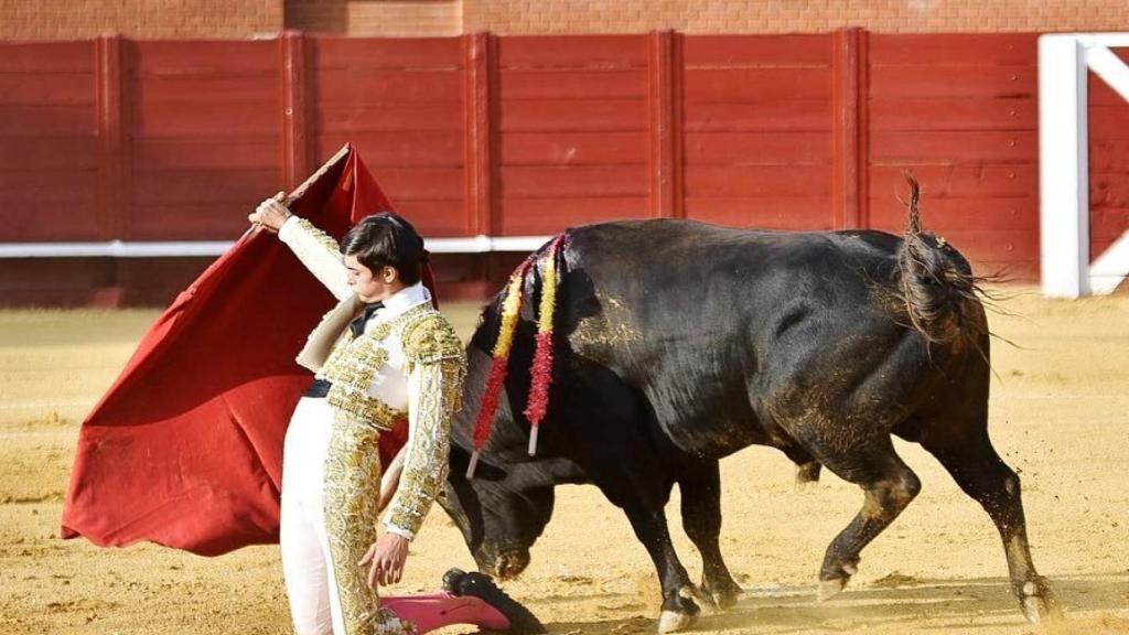 Jesús de la Calzada inicia un pase invertido a su segundo novillo