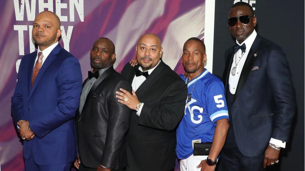 Los cinco falsos culpables de una violación ocurrida en 1989, durante la presentación de la serie 'Así nos ven'.