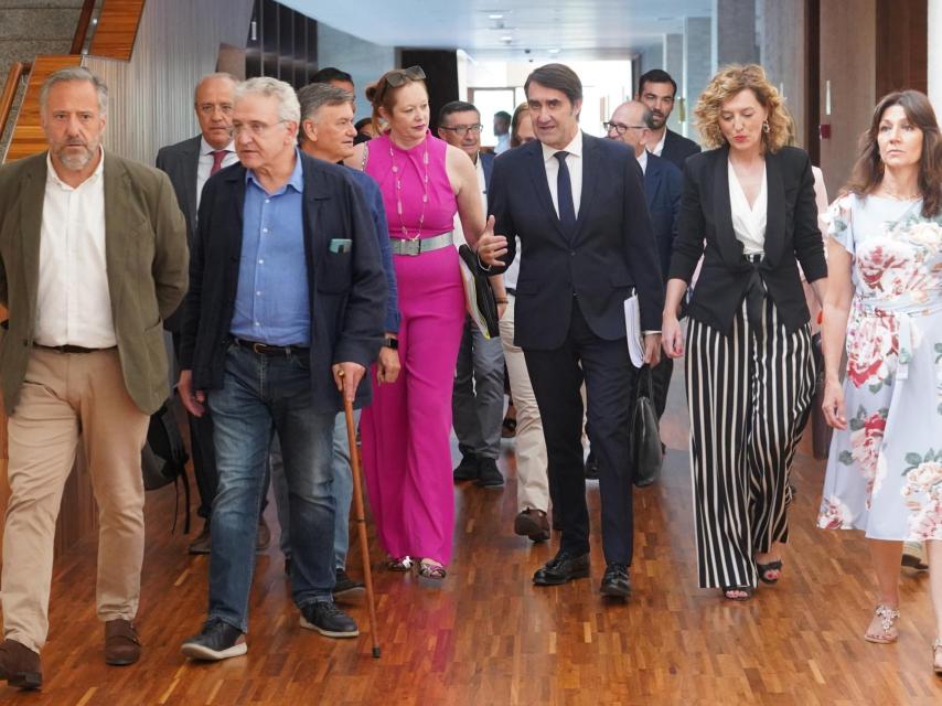 El consejero de Medio Ambiente, Juan Carlos Suárez Quiñones, a su llegada a su comparecencia de este lunes en las Cortes.