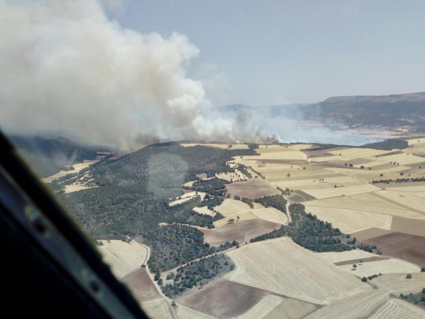 Imagen aérea del incendio de Quintanilla del Coco, en Burgos.