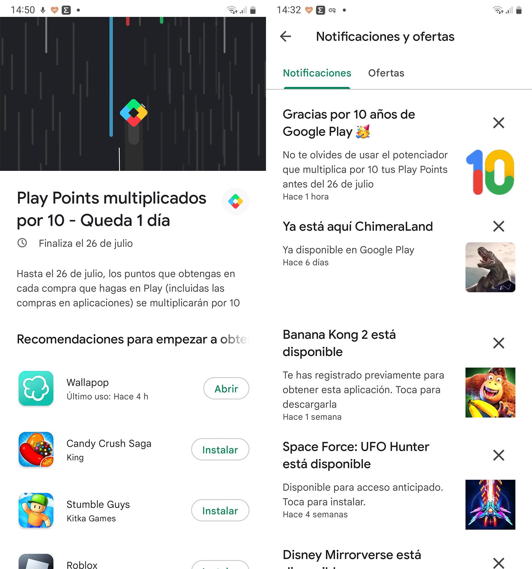 El anuncio en la Google Play Store