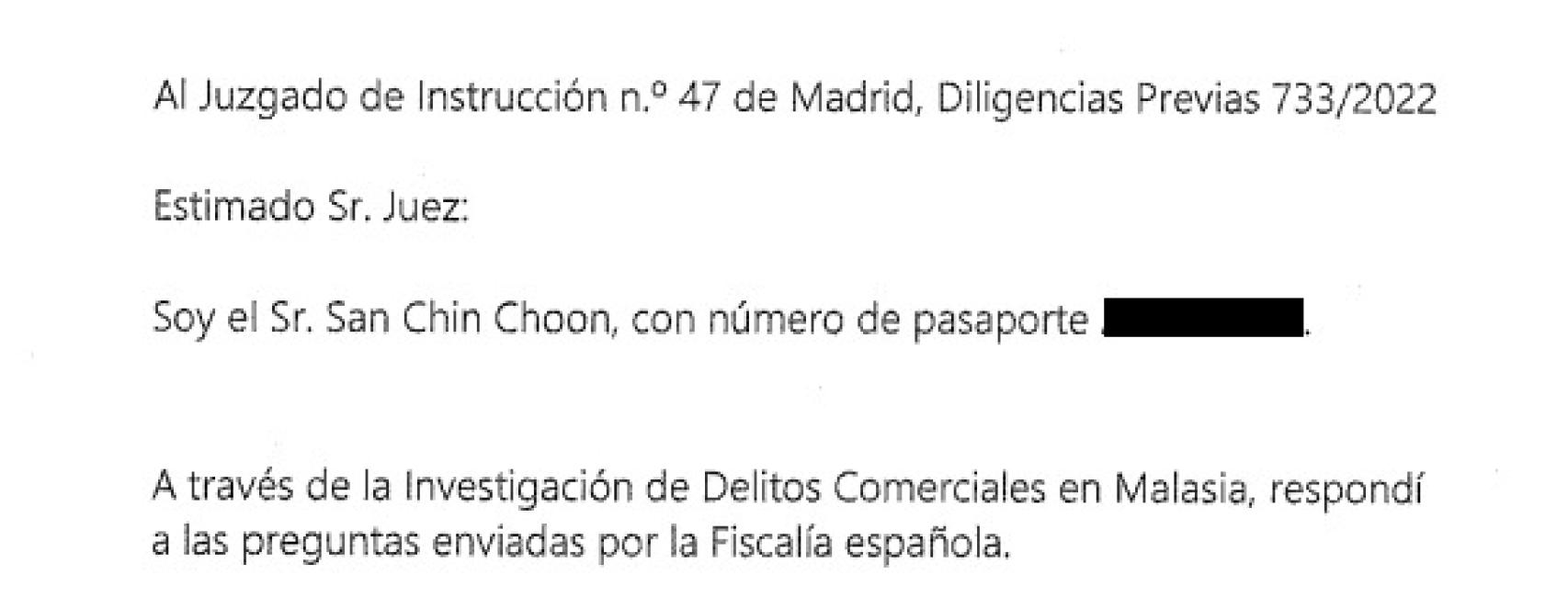 Encabezamiento del 'e-mail' enviado al Juzgado.