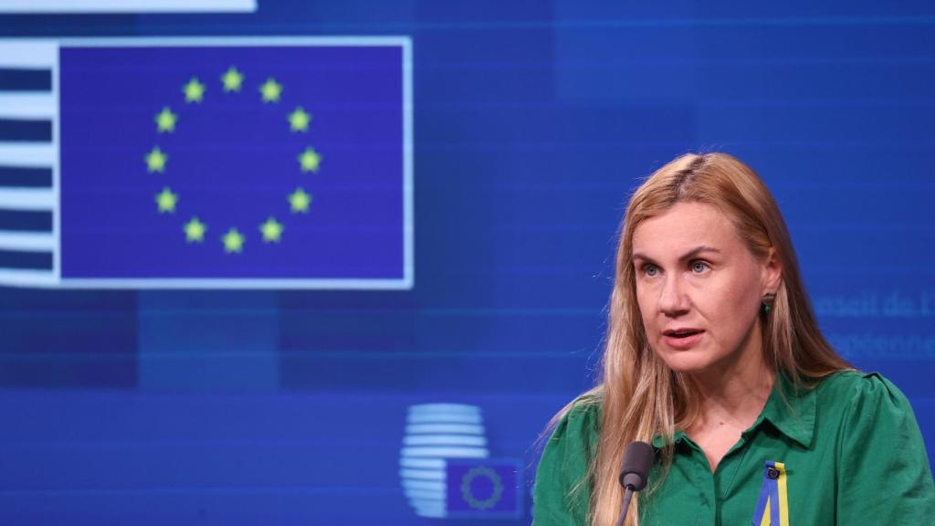La comisaria de Energía, Kadri Simson, durante la rueda de prensa de este martes